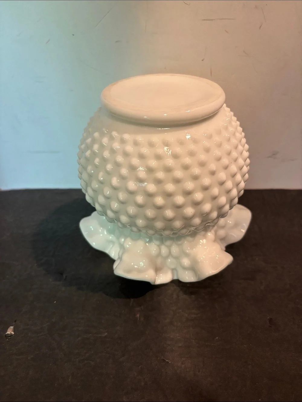 Fenton 3927 White Hobnail Double Crimp  Ruffled Milk Glass 6” Bowl
